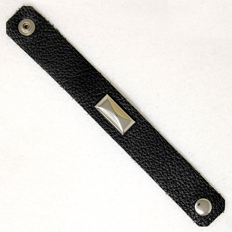 Chrome & Black Leather Bracelet by Ancient Influences