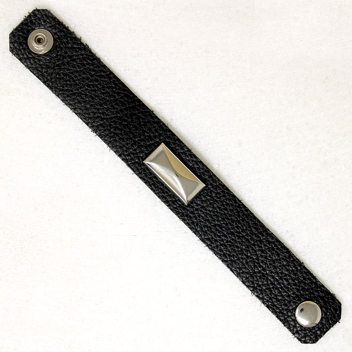 Chrome & Black Leather Bracelet by Ancient Influences