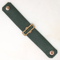 Ornate Buckle & Green Leather Bracelet by Ancient Influences