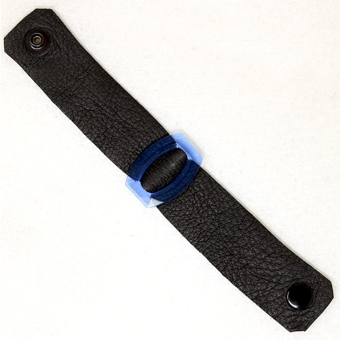 Blue Buckle & Black Leather Bracelet by Ancient Influences