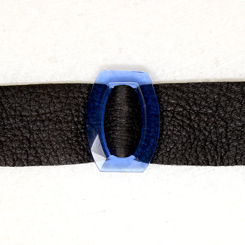 Blue Buckle & Black Leather Bracelet by Ancient Influences