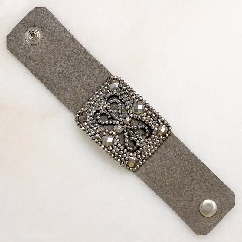 French Cut Steel & Leather Bracelet by Ancient Influences