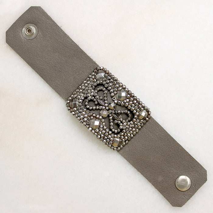 French Cut Steel & Leather Bracelet by Ancient Influences