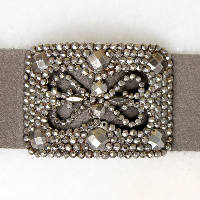 French Cut Steel & Leather Bracelet by Ancient Influences