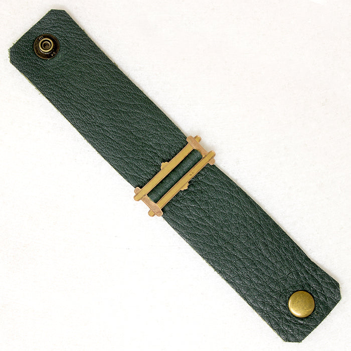 Antique Buckle & Green Leather Bracelet by Ancient Influences