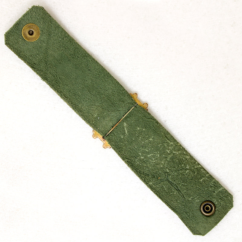 Antique Buckle & Green Leather Bracelet by Ancient Influences