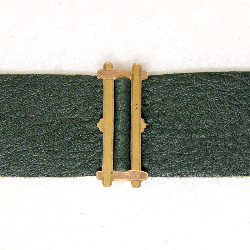 Antique Buckle & Green Leather Bracelet by Ancient Influences