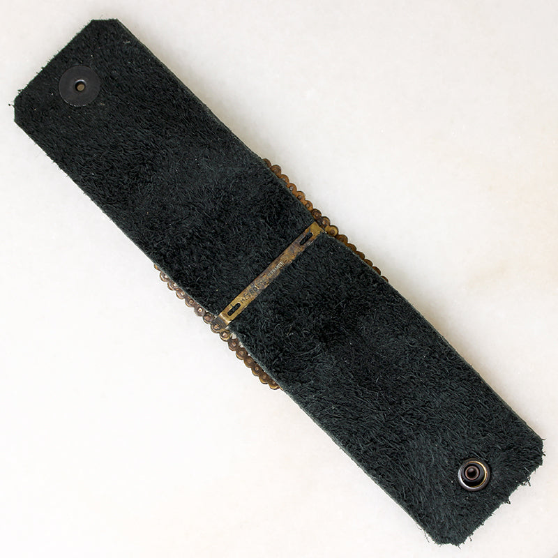 Black Leather & French Steel Bracelet by Ancient Influences