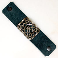 Cut Steel & Indigo Leather Bracelet by Ancient Influences