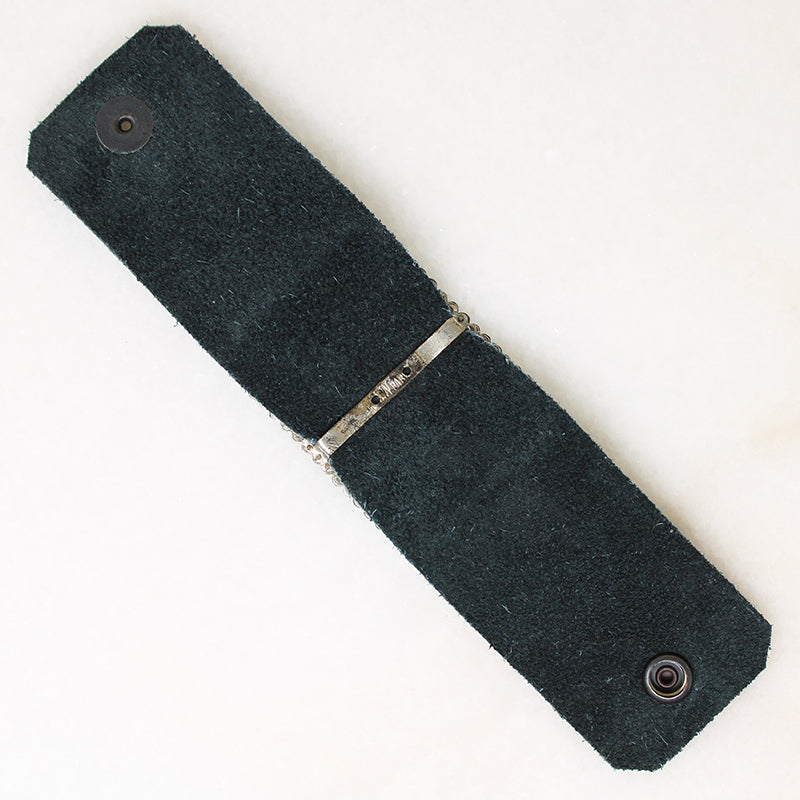 Cut Steel & Indigo Leather Bracelet by Ancient Influences
