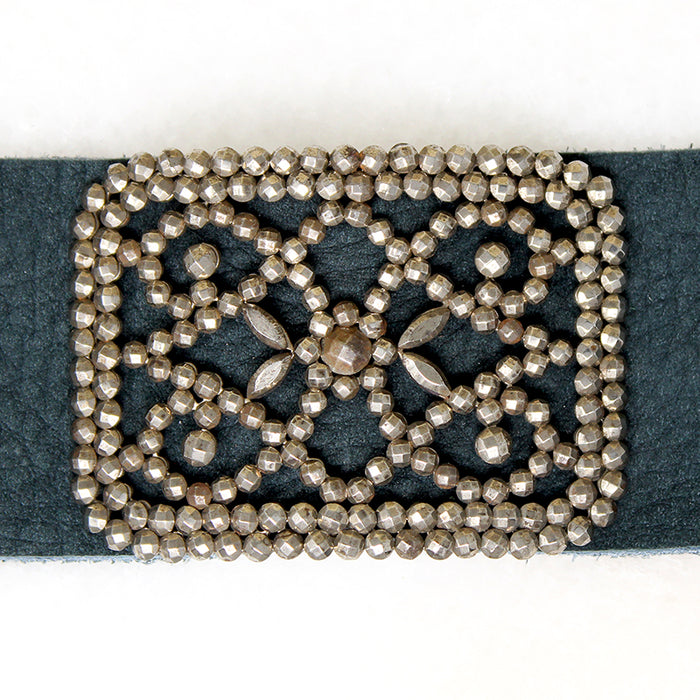 Cut Steel & Indigo Leather Bracelet by Ancient Influences