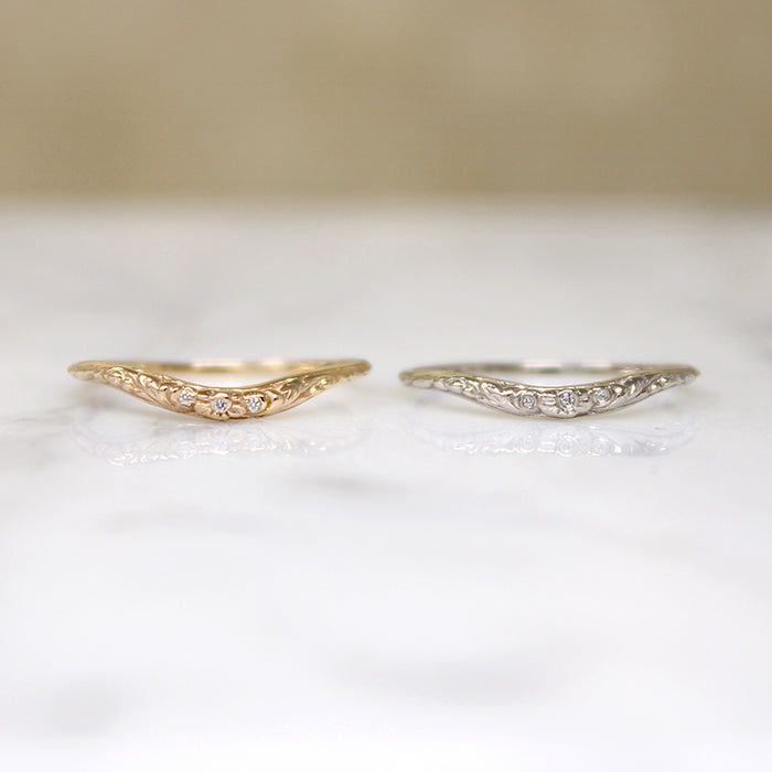 FLORAL CURVE with Diamonds a Recycled Revival Band