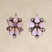 Magical Pink Faux Opal & Rhinestone Necklace & Earring Set