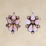 Magical Pink Faux Opal & Rhinestone Necklace & Earring Set