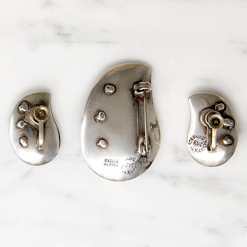 Adorable Sterling Silver Brooch & Earring Set