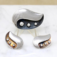 Adorable Sterling Silver Brooch & Earring Set