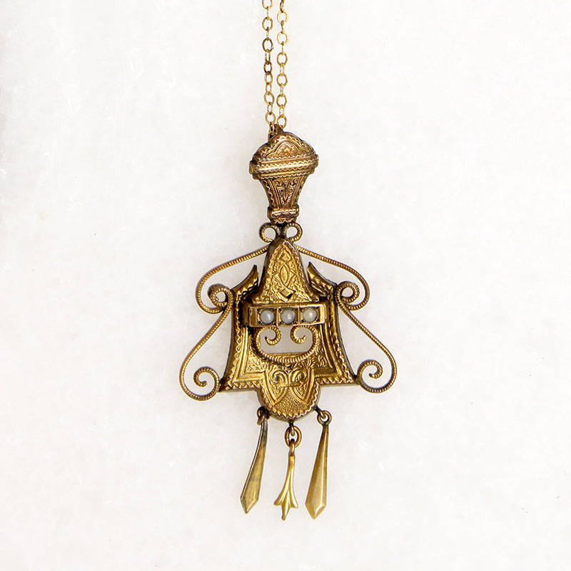 Victorian Gold Filled Earring & Pendant Set