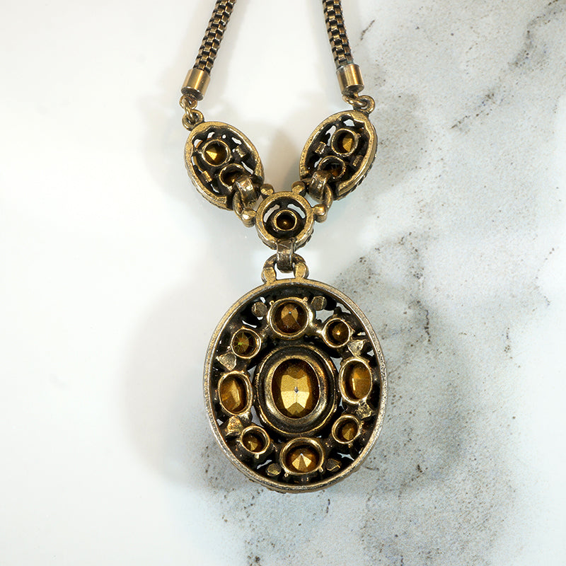 Parti-Colored Rhinestone Necklace & Earring Set