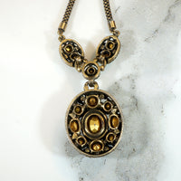 Parti-Colored Rhinestone Necklace & Earring Set