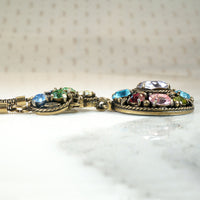 Parti-Colored Rhinestone Necklace & Earring Set