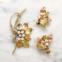 Ravishing Retro Flora Brooch & Earring Set by Forstner