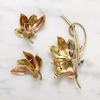 Ravishing Retro Flora Brooch & Earring Set by Forstner