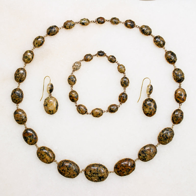 Georgian Jasper Necklace, Bracelet & Earring Suite