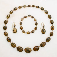 Georgian Jasper Necklace, Bracelet & Earring Suite