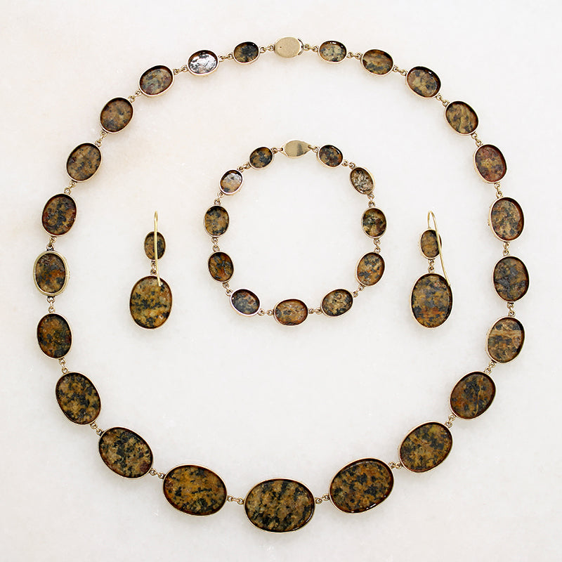 Georgian Jasper Necklace, Bracelet & Earring Suite