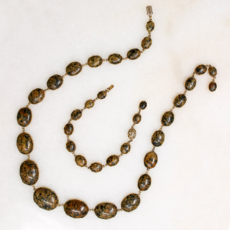 Georgian Jasper Necklace, Bracelet & Earring Suite