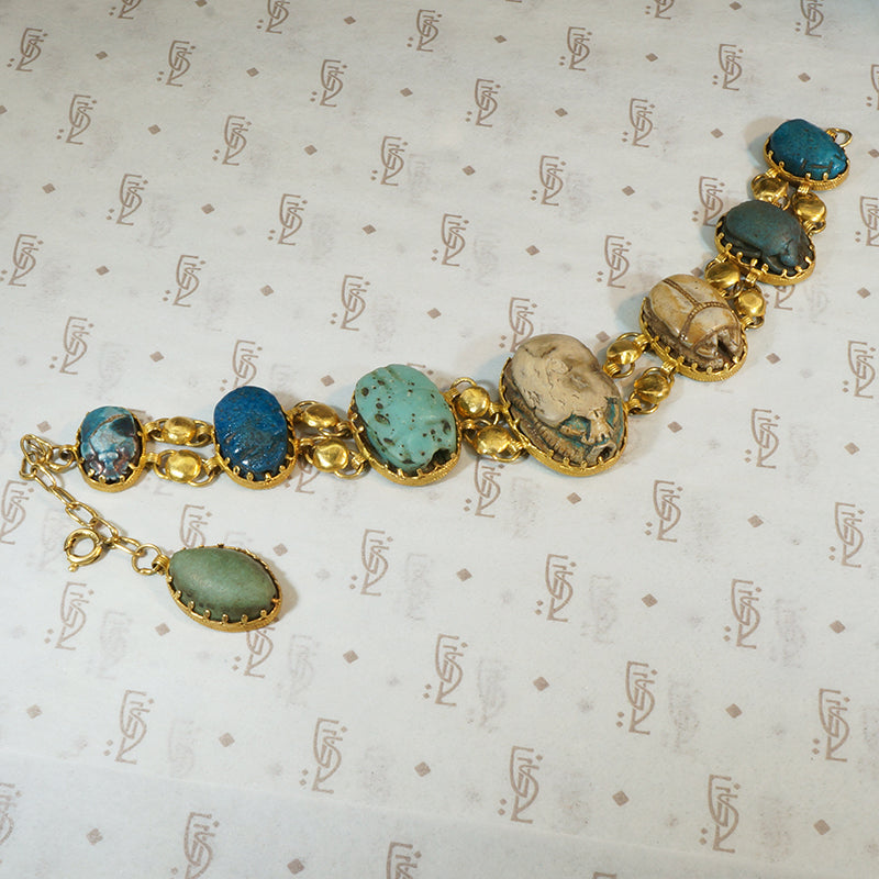 Gold Bracelet Set with Ancient Scarabs
