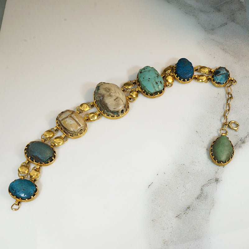 Gold Bracelet Set with Ancient Scarabs