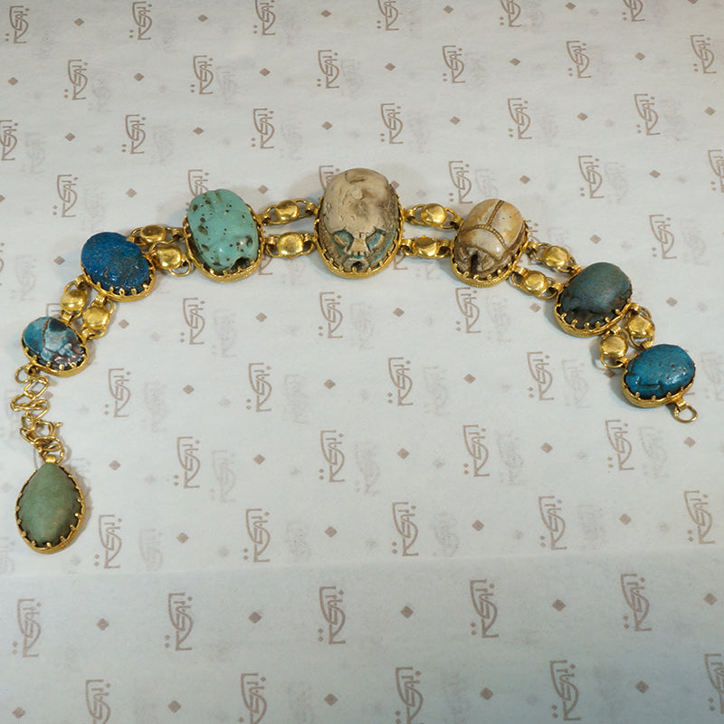 Gold Bracelet Set with Ancient Scarabs