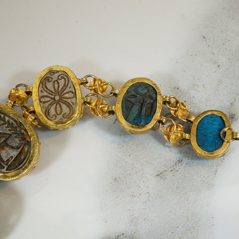 Gold Bracelet Set with Ancient Scarabs