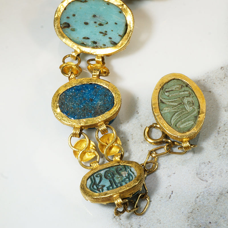 Gold Bracelet Set with Ancient Scarabs