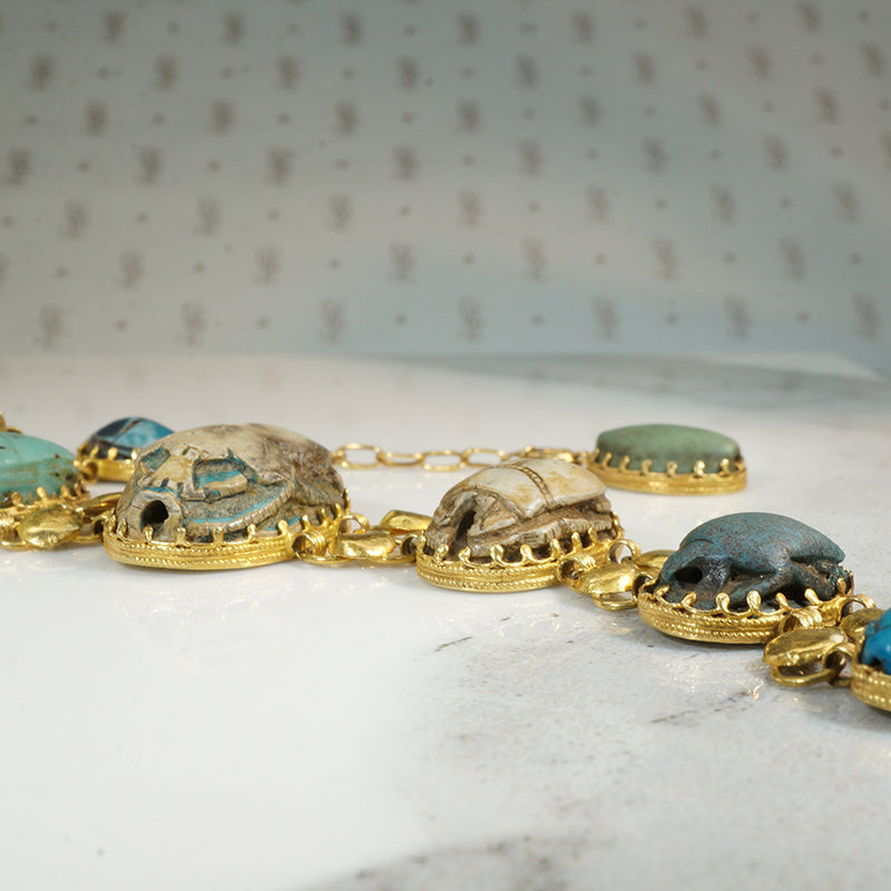 Gold Bracelet Set with Ancient Scarabs