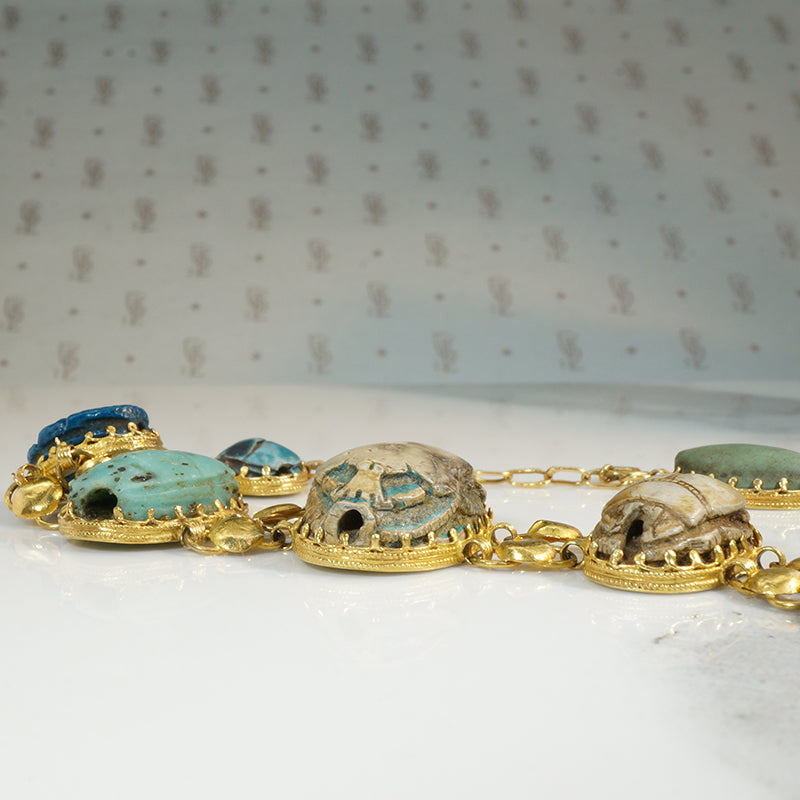 Gold Bracelet Set with Ancient Scarabs