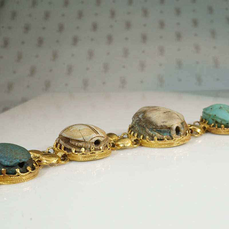 Gold Bracelet Set with Ancient Scarabs