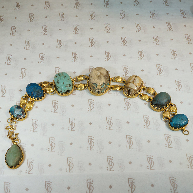 Gold Bracelet Set with Ancient Scarabs