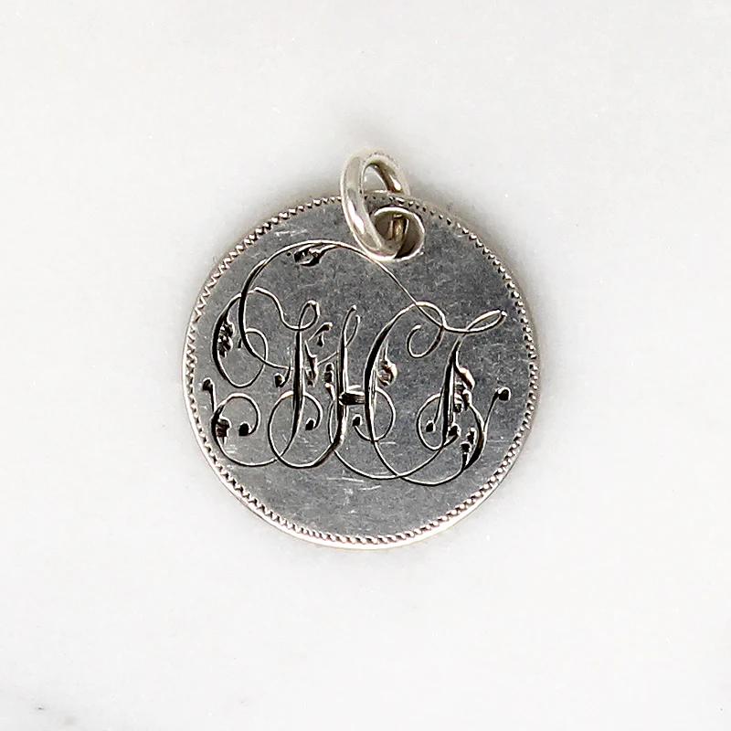 Individual Engraved Initials Victorian Silver Coin Charms