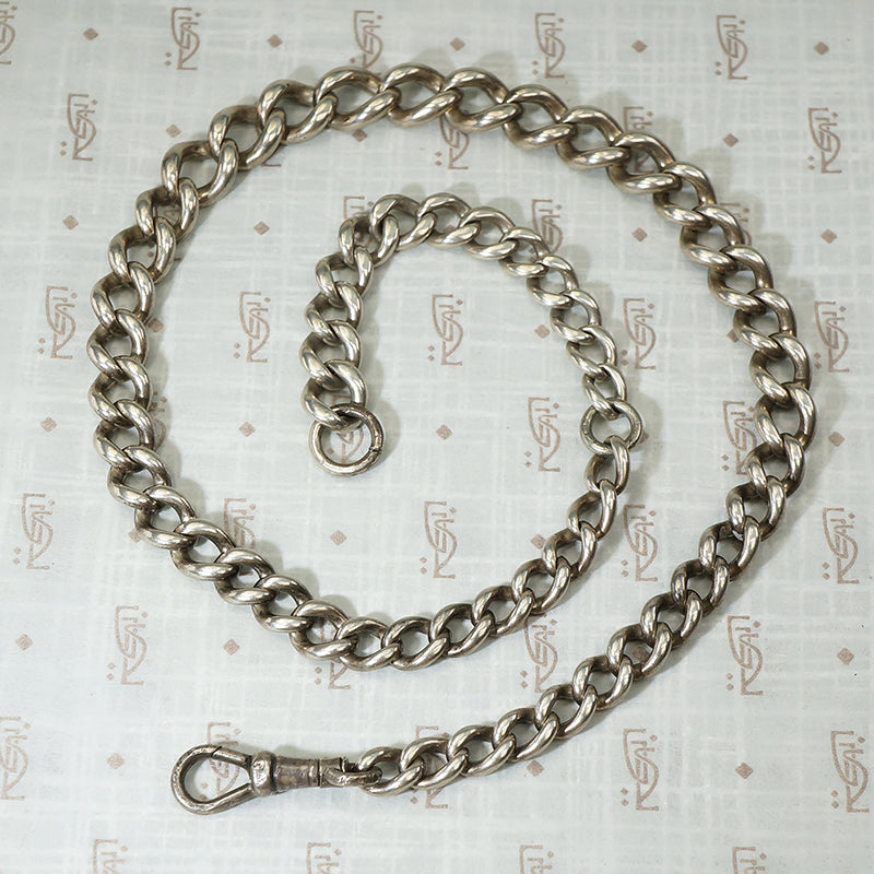 Classic English Hallmarked Sterling Watch Chain