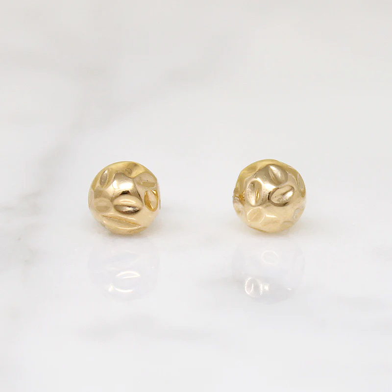 Hammered 6mm Gold Ball Stud Earrings