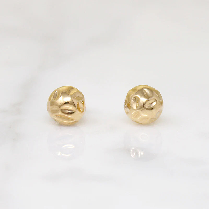 Hammered 6mm Gold Ball Stud Earrings