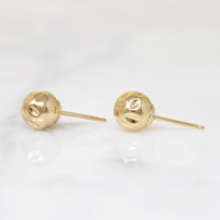 Hammered 6mm Gold Ball Stud Earrings