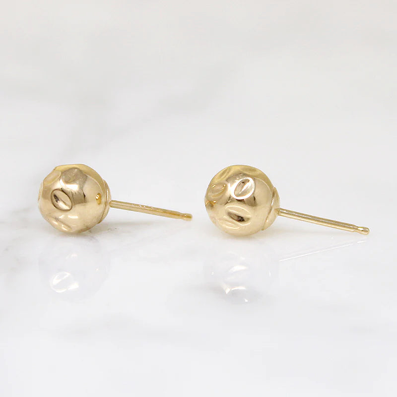 Hammered 6mm Gold Ball Stud Earrings