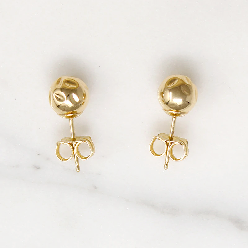 Hammered 6mm Gold Ball Stud Earrings