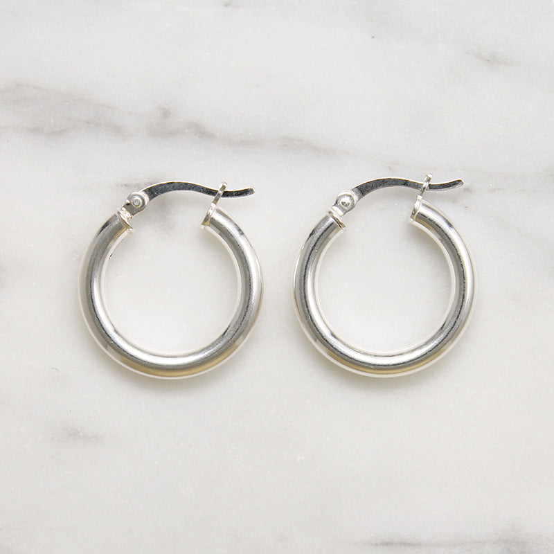Recycled Sterling Silver 20mm Tube Hoops