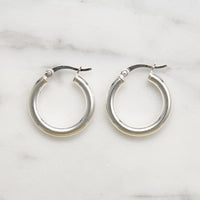 Recycled Sterling Silver 20mm Tube Hoops