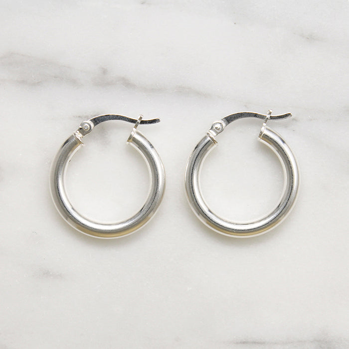 Recycled Sterling Silver 20mm Tube Hoops