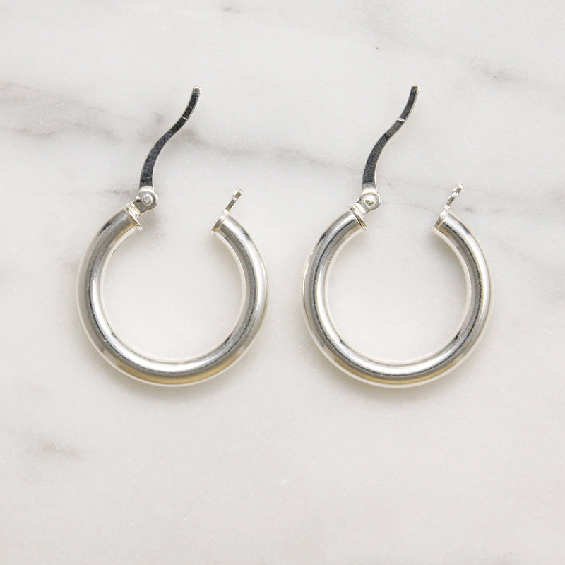 Recycled Sterling Silver 20mm Tube Hoops